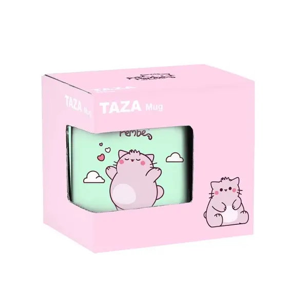 Safta Taza Cerámica 350ml Color Menta - 80x80x95mm - The Pink Cat