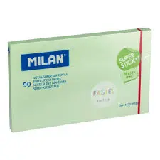 Milan Bloc de 90 Notas Super Adhesivas Removibles 76mm x 127mm Color Verde Pastel