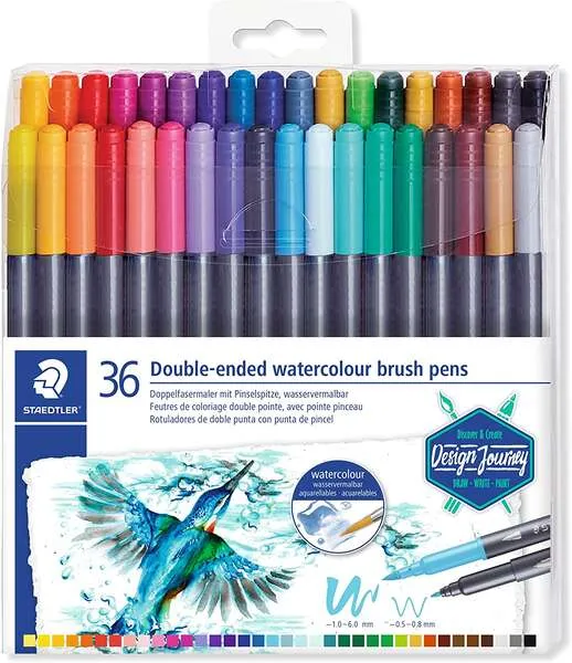 Staedtler Rotuladores Design Journey Doble Punta Fina/Pincel Acuarelables Estuche 36 Ud