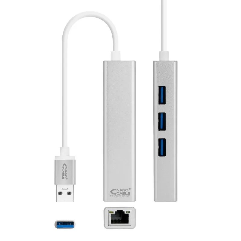 Nanocable Conversor Usb 3.0 Ethernet + 3Xusb 3.0