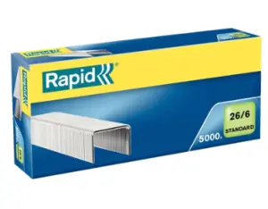 Rapid Grapas Estándar 26/6 Galvanizadas - Caja de 5000 Unidades