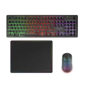 Mars Gaming Teclado, Mouse y Alfombrilla H-Mech FRGB 3200DPI Negro