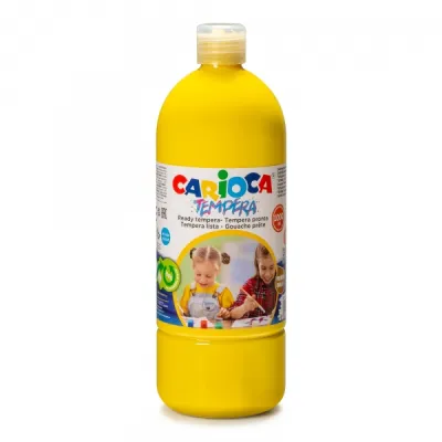 Carioca Botella de Témpera 1000ml Amarillo - Colores Superlavables y Alta Opacidad