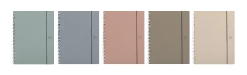 Oxford Forest Carpeta con Espiral de 40 Fundas - Cierre con Goma - Polyfoam - Plastico Reciclado - Colores Neutros Surtidos