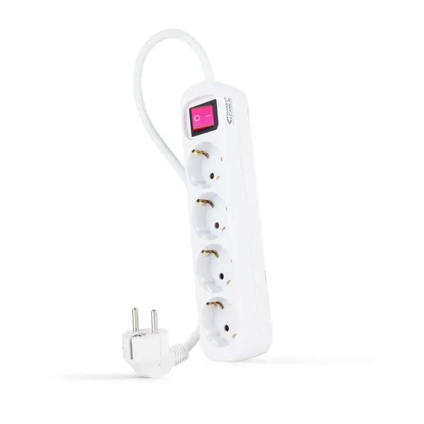 Nanocable Regleta De Proteccion Con 4 Shuckos - Cable De 1.40M - Interruptor On/Off - Color Blanco