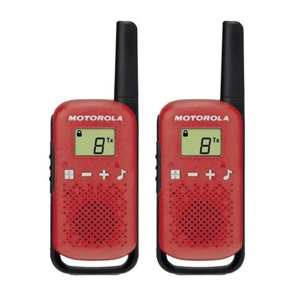 Motorola T42 Pack 2 Walkie Talkies 16 Canales PMR446 Alcance 4Km Autonomía 18h Rojo