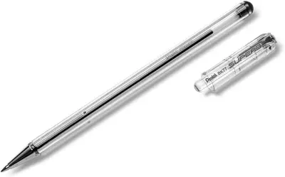 Pentel SuperB Bolígrafo de Bola Punta Fina 0.7mm Tinta Negra con Base de Aceite
