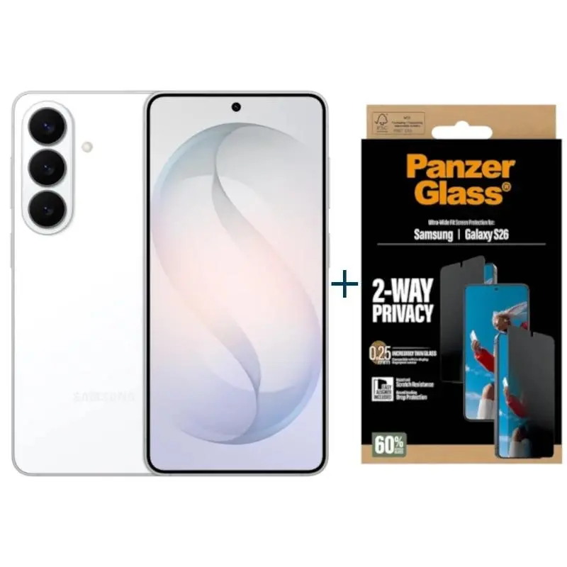 Samsung Galaxy S26 5G 256GB 12GB Blanco + Protector Privacidad Panzer