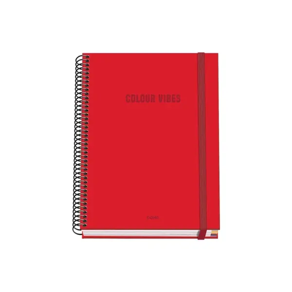 Dohe Cuaderno Espiral A5 100 Hojas Cuadricula 5mm Tapa Dura Color Rojo