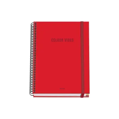 Dohe Cuaderno Espiral A5 100 Hojas Cuadricula 5mm Tapa Dura Color Rojo