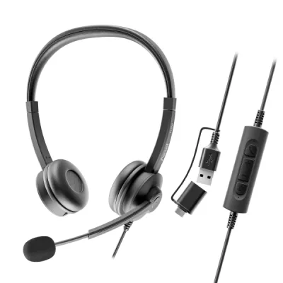 Axtel FLOW Auriculares USB con Micrófono - Reducción de Ruido - USB-A y USB-C