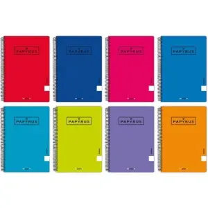 Papyrus Cuaderno Tapa PP 08 Uniclasico 80H 90g Pauta 2.5mm Colores Surtidos
