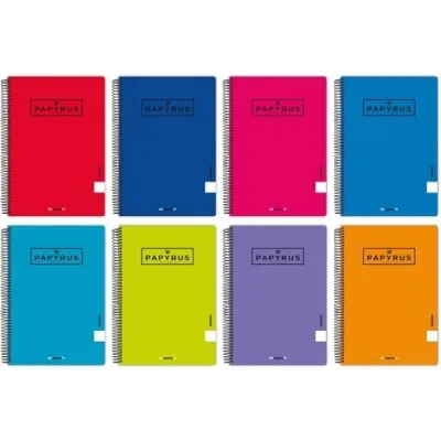 Papyrus Cuaderno Tapa PP 08 Uniclasico 80H 90g Pauta 2.5mm Colores Surtidos