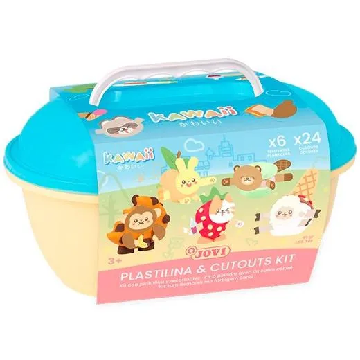 Jovi Cofre Kawaii 24 Pastillas Plastilina 15Gr + Troquelado0S + 3 Espátulas De Colores