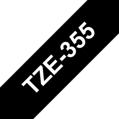 Brother TZe355 Cinta Laminada de Etiquetas 24mm x 8m - Blanco sobre Negro