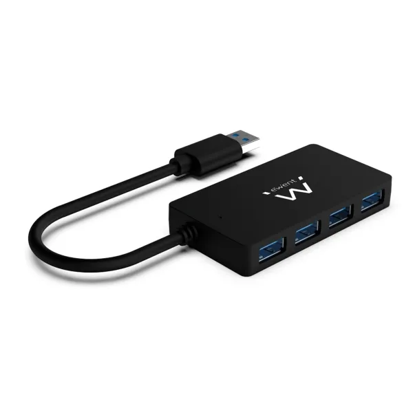 Ewent Hub Usb3.2 Gen 1 Usb-A De 4 Puertos - Alimentado Por Usb - Color Negro