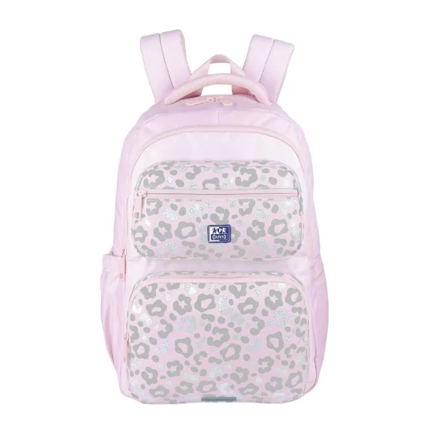 Oxford Dream Tech Animal Print Mochila Escolar 25L - 2 Compartimentos Y 10 Bolsillos - Espalda Ergonomica Transpirable - Asas Acolchadas Y Ajustables - Compartimento Para Portatil - Color Rosa