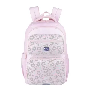 Oxford Mochila Escolar 25L con 2 Compartimentos, 10 Bolsillos y Espalda Ergonómica Rosa