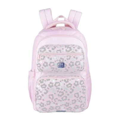 Oxford Mochila Escolar 25L con 2 Compartimentos, 10 Bolsillos y Espalda Ergonómica Rosa