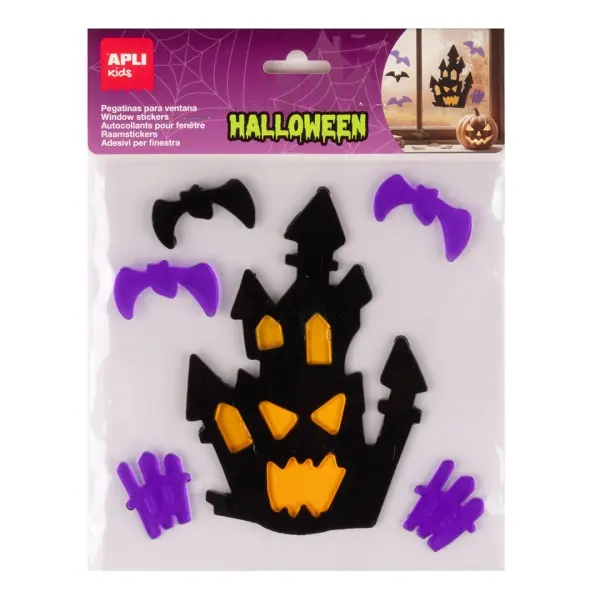 Apli Kids Pack de 7 Pegatinas Jelly de Halloween para Ventanas y Espejos