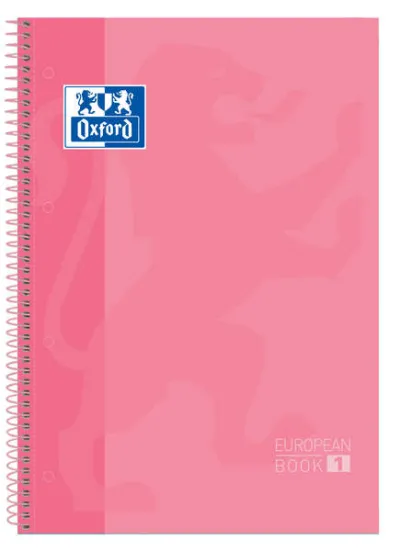 Oxford Cuaderno Espiral A4+ Cuadriculado 5x5mm 80 Hojas Tapa Extradura Rosa