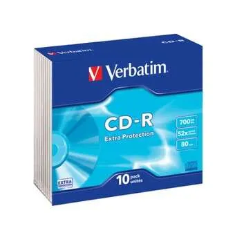 Verbatim CD-R 700MB 52X 10 Pack Slim Case con Superficie Extra Protection