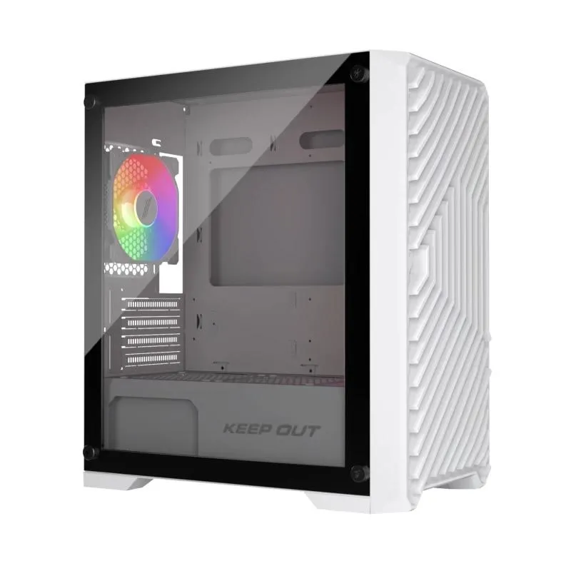 Keep Out XC-220W MicroATX Caja con Cristal Templado, 1x3.5”, 2x2.5”, 1xUSB2.0, 2xUSB3.0, GPU Max 330mm, Blanco