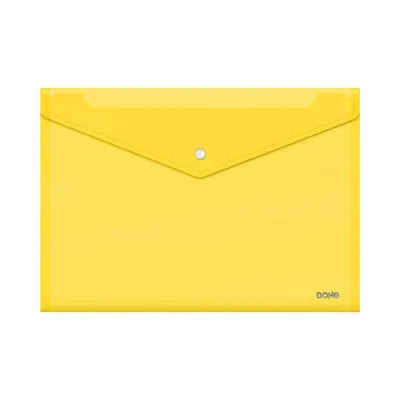Dohe Sobre Portadocumentos Folio+ - Cierre De Broche - Polipropileno Cristal Transparente 150 Micras - Color Amarillo