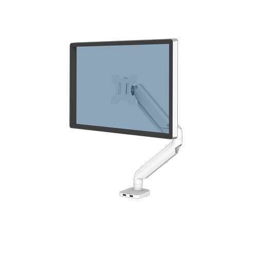 Fellowes Platinum Series Brazo Para Monitor Individual - Ajustable Con Muelle De Gas - 2 Puertos Usb - Sistema De Gestion De Cables - Color Blanco