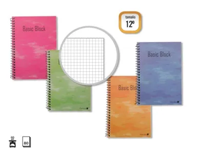 Golden Cuaderno Espiral 12º Natural 85x125mm 80 Hojas 60gr Cuadricula Colores Surtidos
