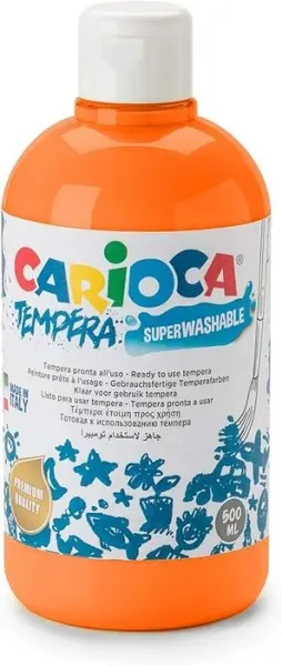 Carioca Botella Tempera 500ml Naranja - Colores Superlavables y Alta Opacidad