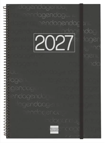 Finocam Agenda Anual 2027 Espiral Horizontal E40 210x297mm Tapa Polipropileno Negra