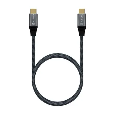 Aisens Cable USB 3.2 Gen2x2 Aluminio 20Gbps 8K@30Hz 5A 100W E-Mark, Tipo USB-C/M-USB-C/M - 1.0m - Color Gris