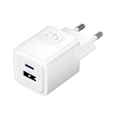 Vention Cargador de Pared GaN 30W con 2 Puertos USB (C+A) - Carga Rápida EU - Blanco