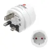 Hama Adaptador de Viaje Tipo G - Hembra Schuko - 3250W - 100-250V - Blanco
