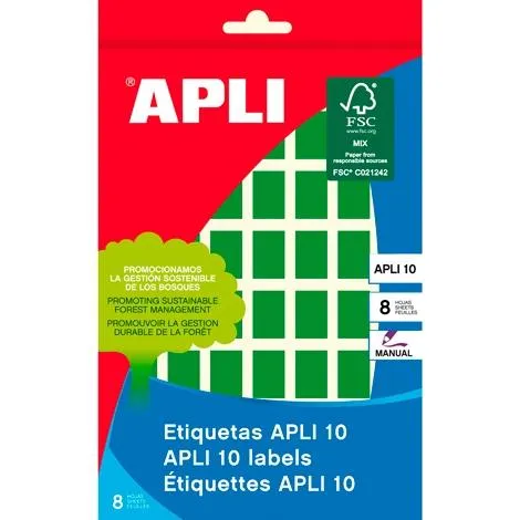 Apli Etiquetas Adhesivas 12X18Mm Escritura Manual C/Romos 56 X 8H Verde
