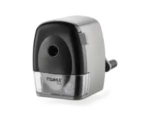 Dahle 133 Afilalapices de Manivela - Para Lapices de 8 a 11,5mm Ø - Fresa de Acero - Forma de Punta Ajustable - Gran Deposito - Color Gris/Negro