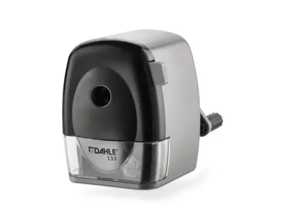 Dahle 133 Afilalapices de Manivela - Para Lapices de 8 a 11,5mm Ø - Fresa de Acero - Forma de Punta Ajustable - Gran Deposito - Color Gris/Negro