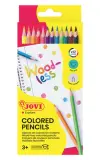 Jovi Pack de 12 Lápices de Colores Triangulares Sin Madera - Colores Surtidos