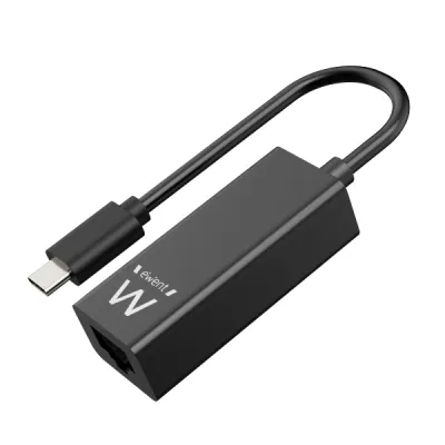 Ewent Adaptador de Red RJ45 a USB-C Gigabit 10/100/1000Mbps 15cm Negro