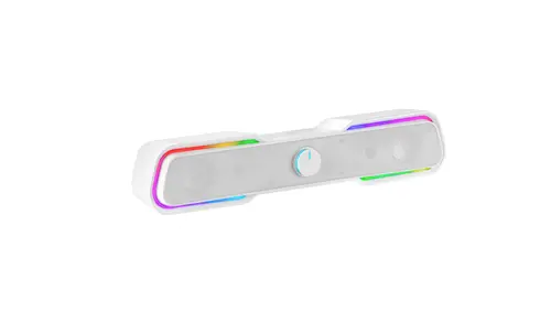 Barra De Sonido Bluetooth Mars Gaming Msbx White 10W Rms Iluminacion Rgb Dinamico Procesador Dsp