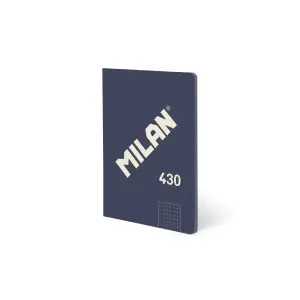 Milan Libreta A5 Cuadriculada 5x5 - 48 Hojas 95 gr/m2 - Microperforada - Tapa Blanda Azul