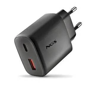 NGS Cargador USB GAN 45W 1xUSB-C PD 1xUSB-A Color Negro