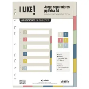 Grafoplás Separadores A4 6 Posiciones 11 Taladros PP I Like 3