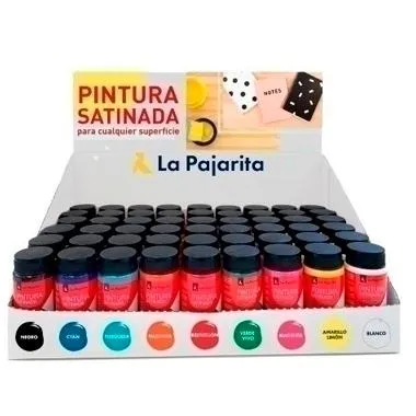 La Pajarita Pintura Satinada Bote De 35Ml Colores Surtidos Expositor Sobremesa 54Ud