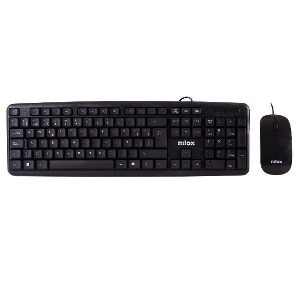 Nilox Combo Teclado + Ratón Flat Cable Usb Negro