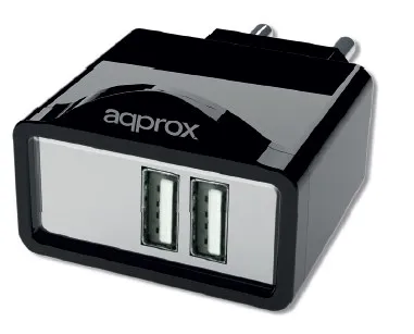 Cargador Usb Approx Para Red Domestica Dos Usb 5V 2.1A Color Negro Incorpora 7 Tips - Oferta_Moving