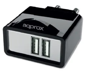 CARGADOR USB APPROX PARA RED DOMESTICA DOS USB 5V 2.1A COLOR NEGRO INCORPORA 7 TIPS - OFERTA_MOVING