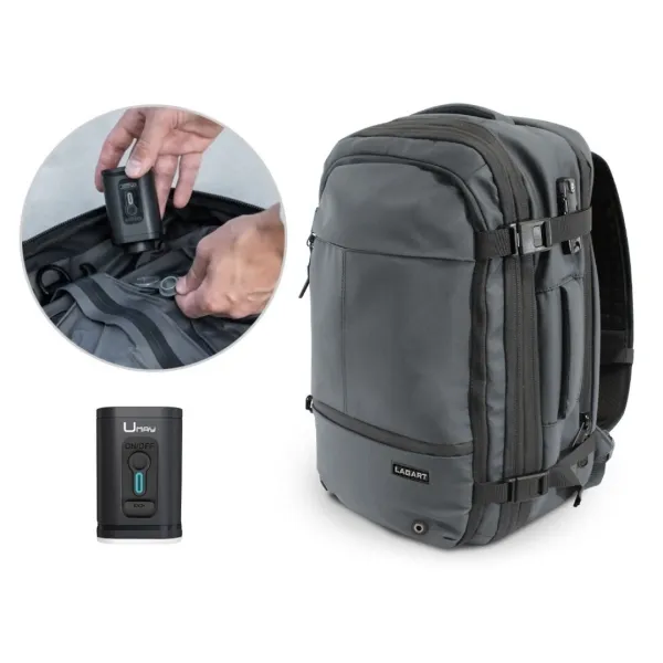 Lagart Mochila De Viaje Vacuum 20L Extensible A 42L - Medidas 48X30X20Cm - Vaciador De Aire Incluido - Bolsillo Trasero Anti-Robo - Cremallera Lateral Extensible Para Mayor Capacidad - Cierre Con Candado Tsa - Bolsillo Lateral Para Botella - Color Gris