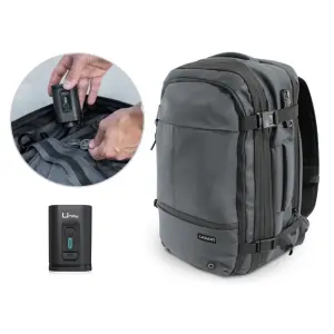 Lagart Mochila de Viaje Vacuum 20L Extensible a 42L - Medidas 48x30x20cm - Vaciador de Aire Incluido - Bolsillo Trasero Anti-robo - Cremallera Lateral Extensible para Mayor Capacidad - Cierre con Candado TSA - Bolsillo Lateral para Botella - Color Gris